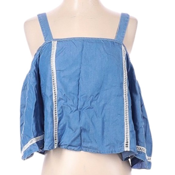 Lovers + Friends Chambray Tencel Cold Shoulder Top - Picture 3 of 5